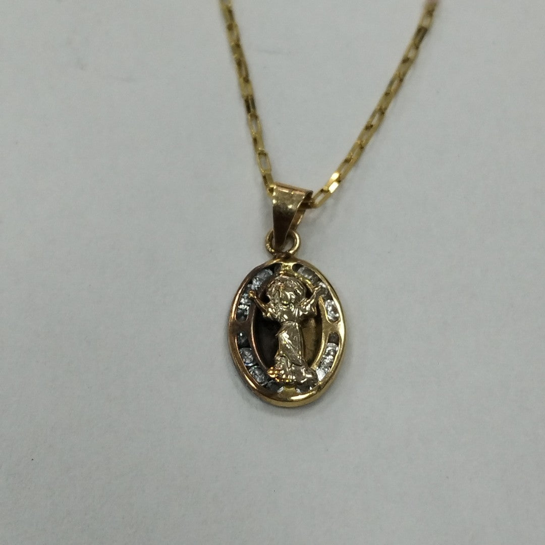 CADENA, MEDALLA RELIGIOSA ORO 14 K 1.6 GRMS (SEMINUEVO)