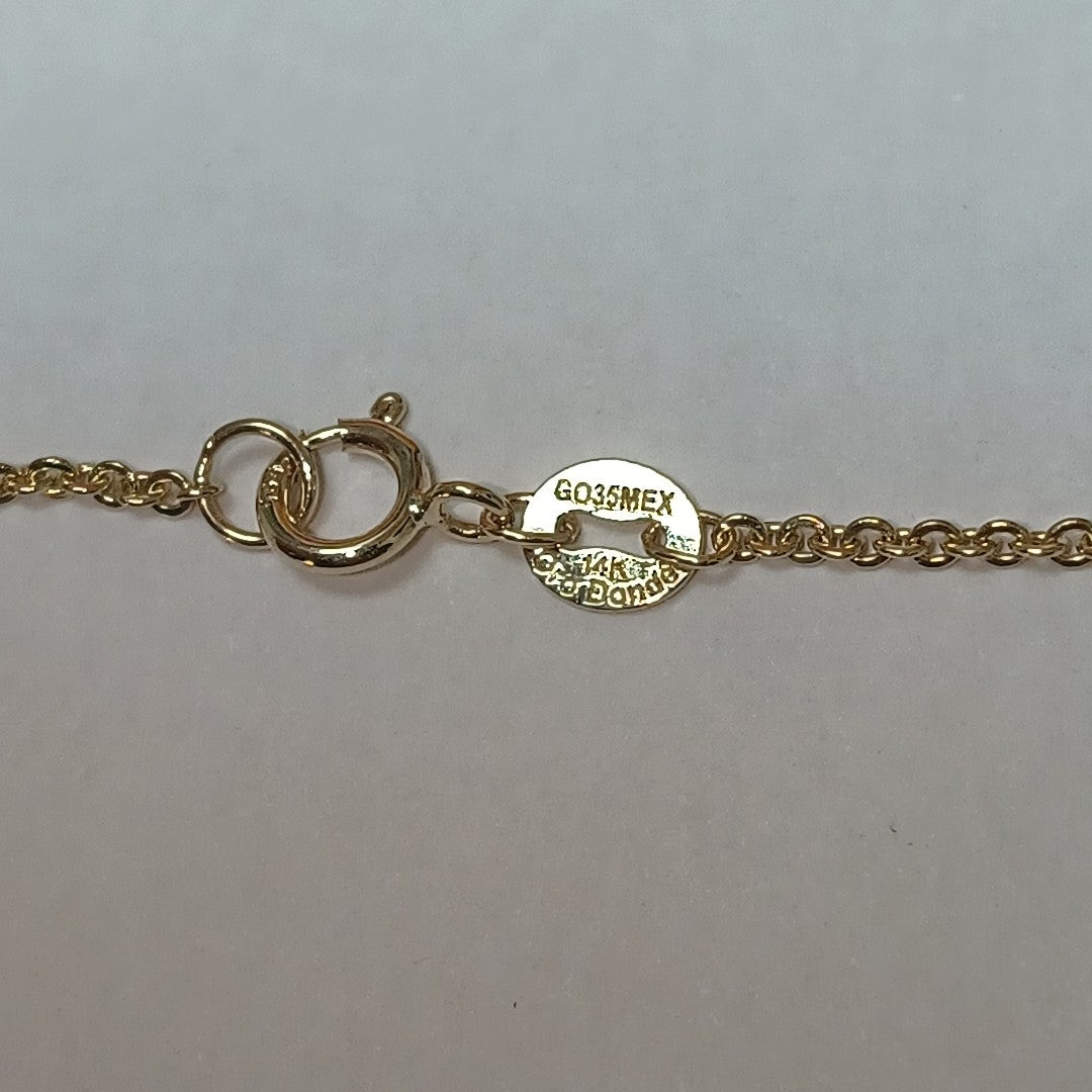 CADENA TEJIDO GARGANTILLA ESPECIAL C FLORES 14K 45 CM 3 GR (NUEVO)