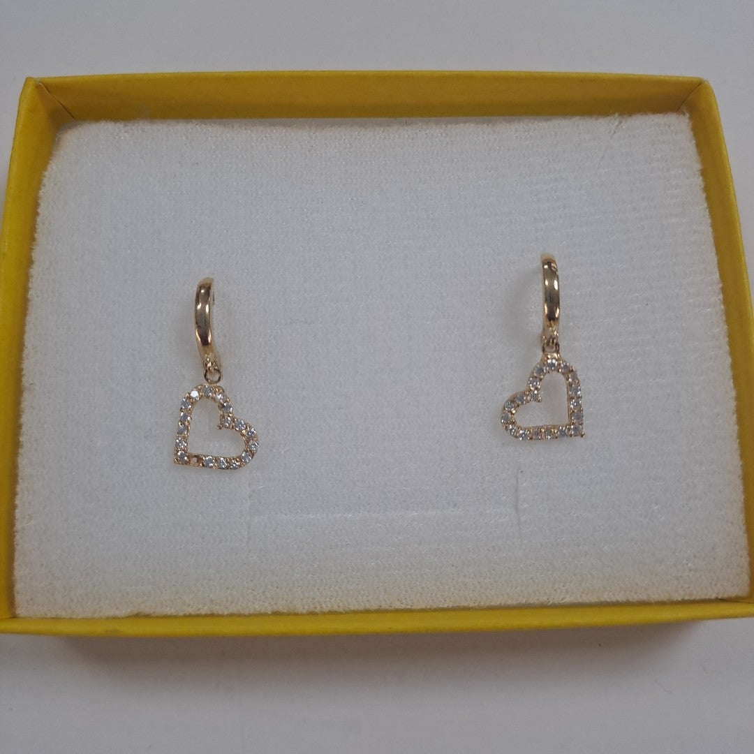 ARETES FIG CORAZON C CIRCONIAS 10K 1.8 GR (NUEVO)
