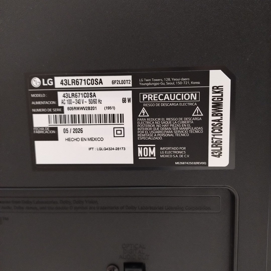 PANTALLA LG 43LR671C0SA (2026) 43" LED FULL HD (SEMINUEVO)