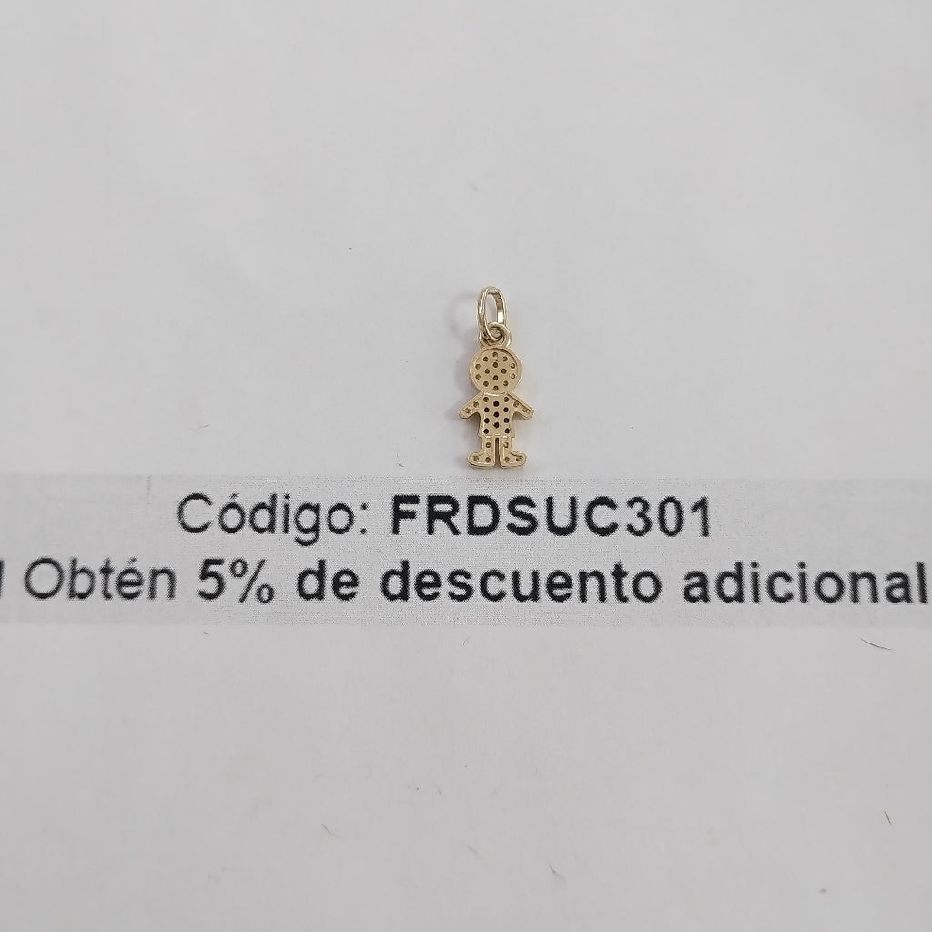 DIJE NIÑO CON CIRCONIAS Y PIEDRAS DE COLOR 10K 0.9 GR (NUEVO)