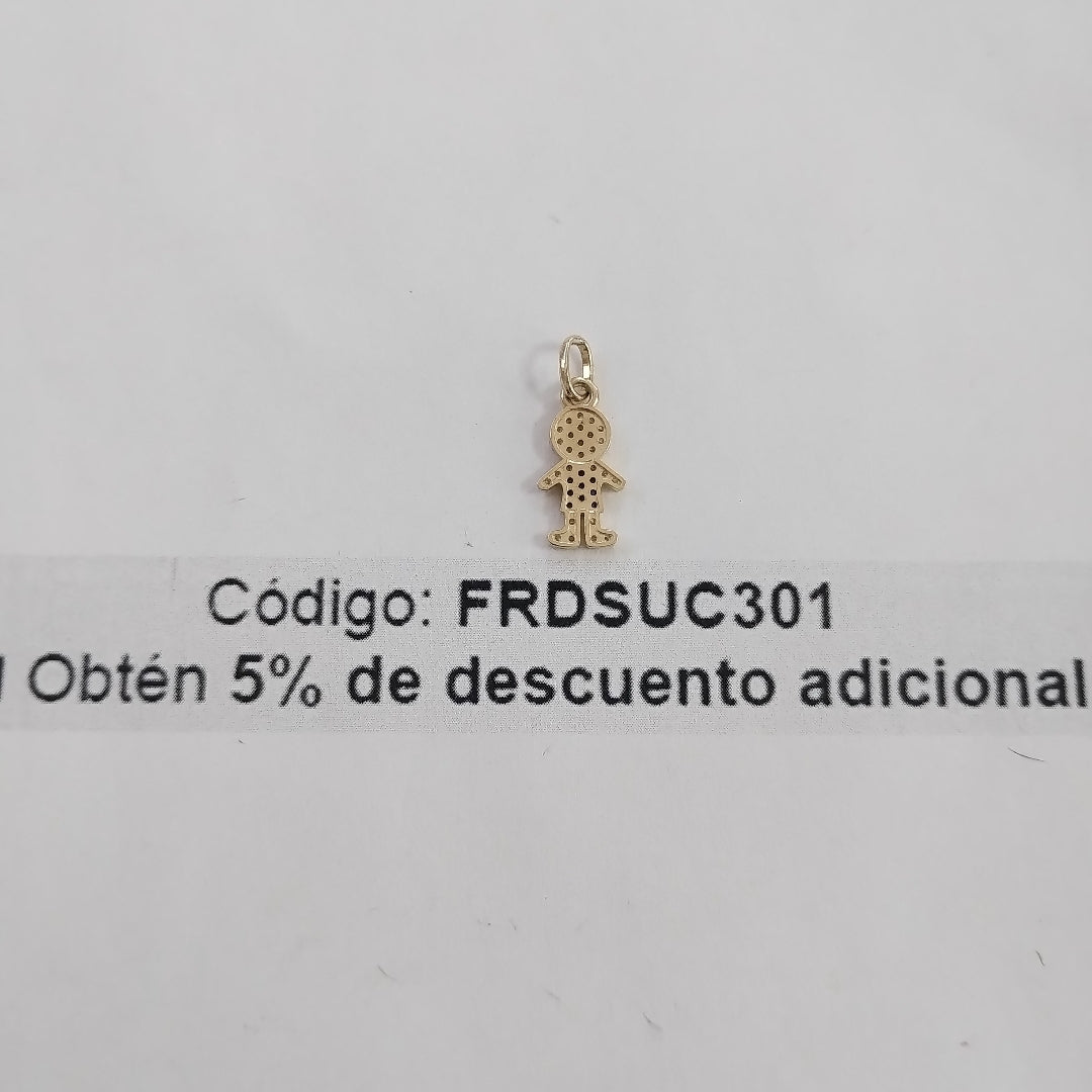 DIJE NIÑO CON CIRCONIAS Y PIEDRAS DE COLOR 10K 0.9 GR (NUEVO)