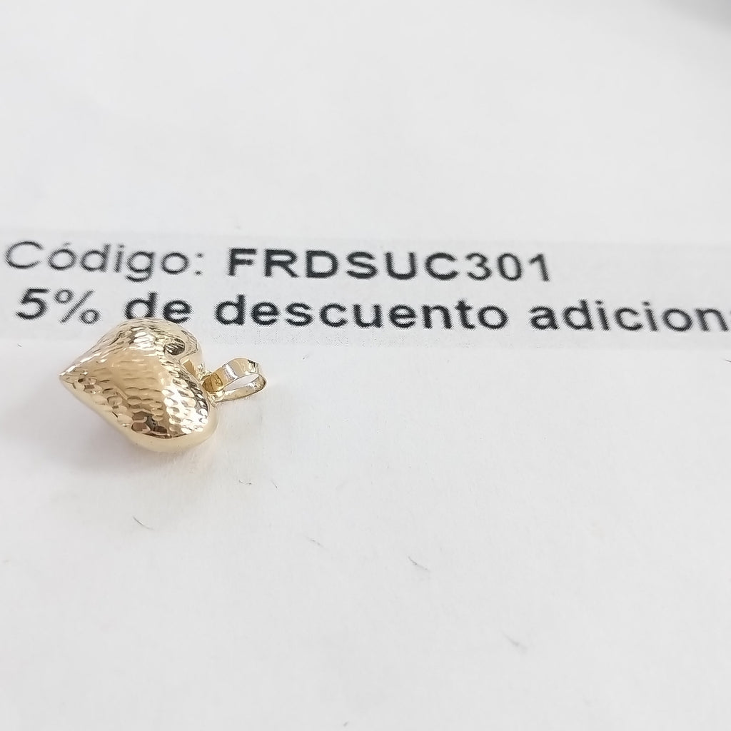 DIJE TEJIDO CORAZON LABRADO 14K 1 GR (NUEVO)