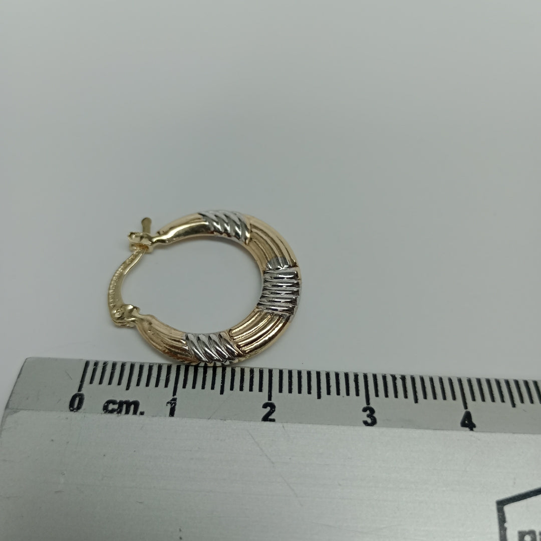 ARETES TEJIDO ARRACADAS COMBINADAS HUECAS 14K 2 GR (NUEVO)