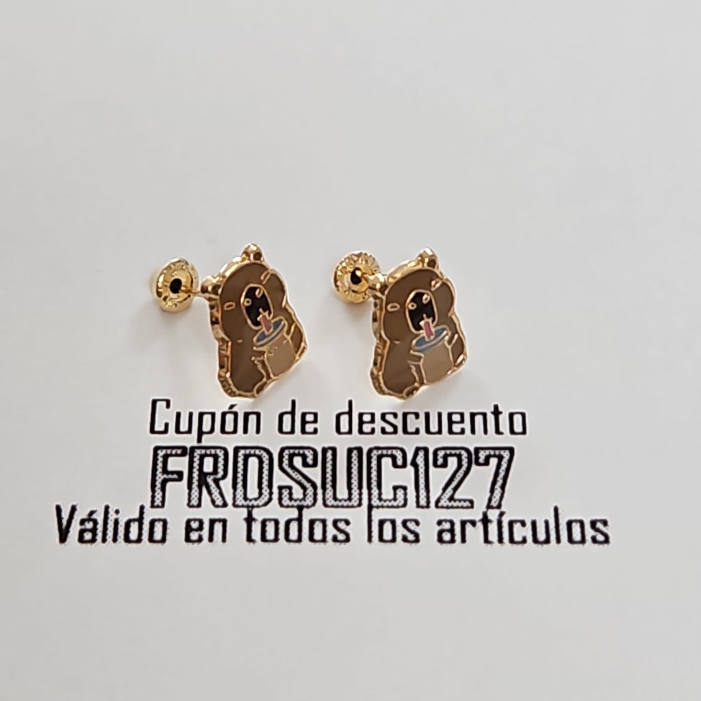 BROQUELES BROQUEL FIG CAPIBARA 14K 0.2657 GR (NUEVO)