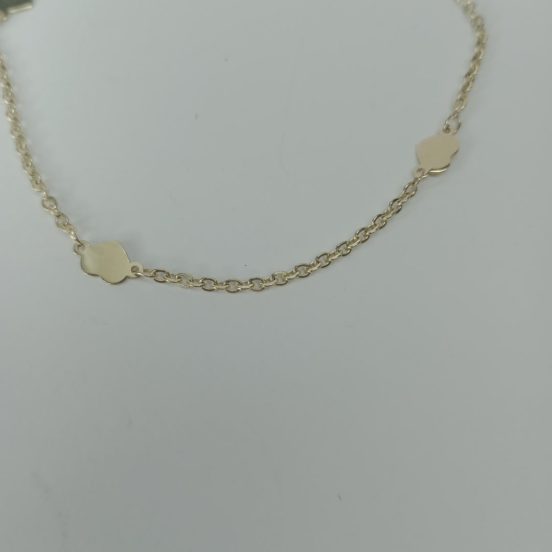 PULSERA TEJIDO ESPECIAL FIG CORAZONES 14K 18 CM 1.3 GR (NUEVO)