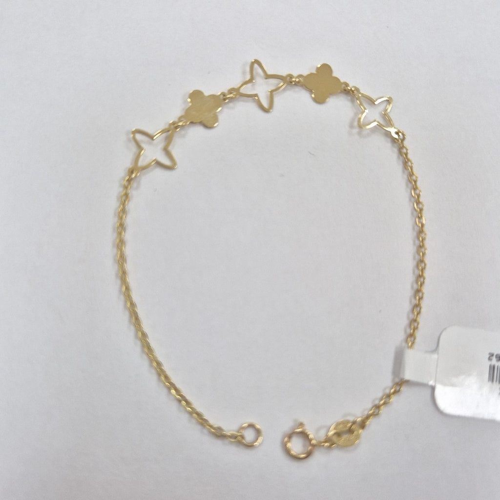 PULSERA TEJIDO ESP CON TREBOL 14K 18 CM 1.6 GR (NUEVO)