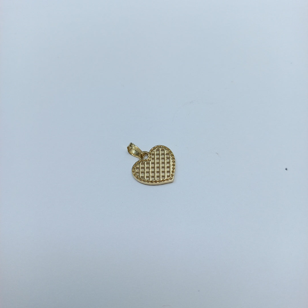 DIJE TEJIDO CORAZON CON CERCO DE CIRCONIAS 14K 1.2 GR (NUEVO)