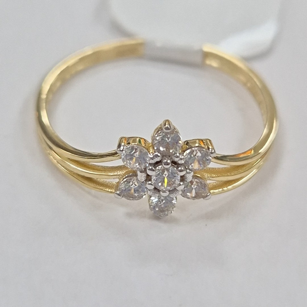 ANILLO ANILLITO FLOR C CIRCONIAS 14K 7 TALLA 1.3 GR (NUEVO)