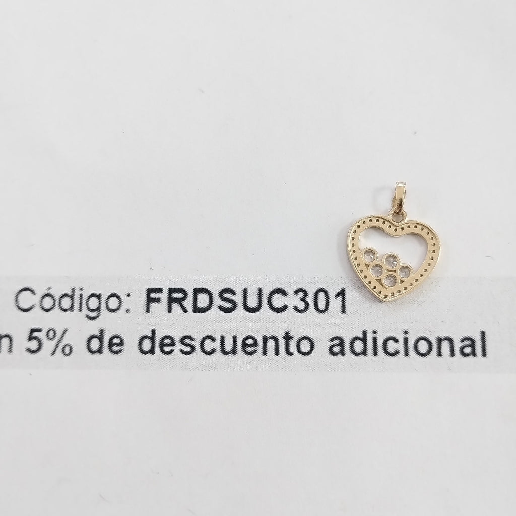 DIJE CORAZON CON CIRCONIAS 14K 1.6 GR (NUEVO)