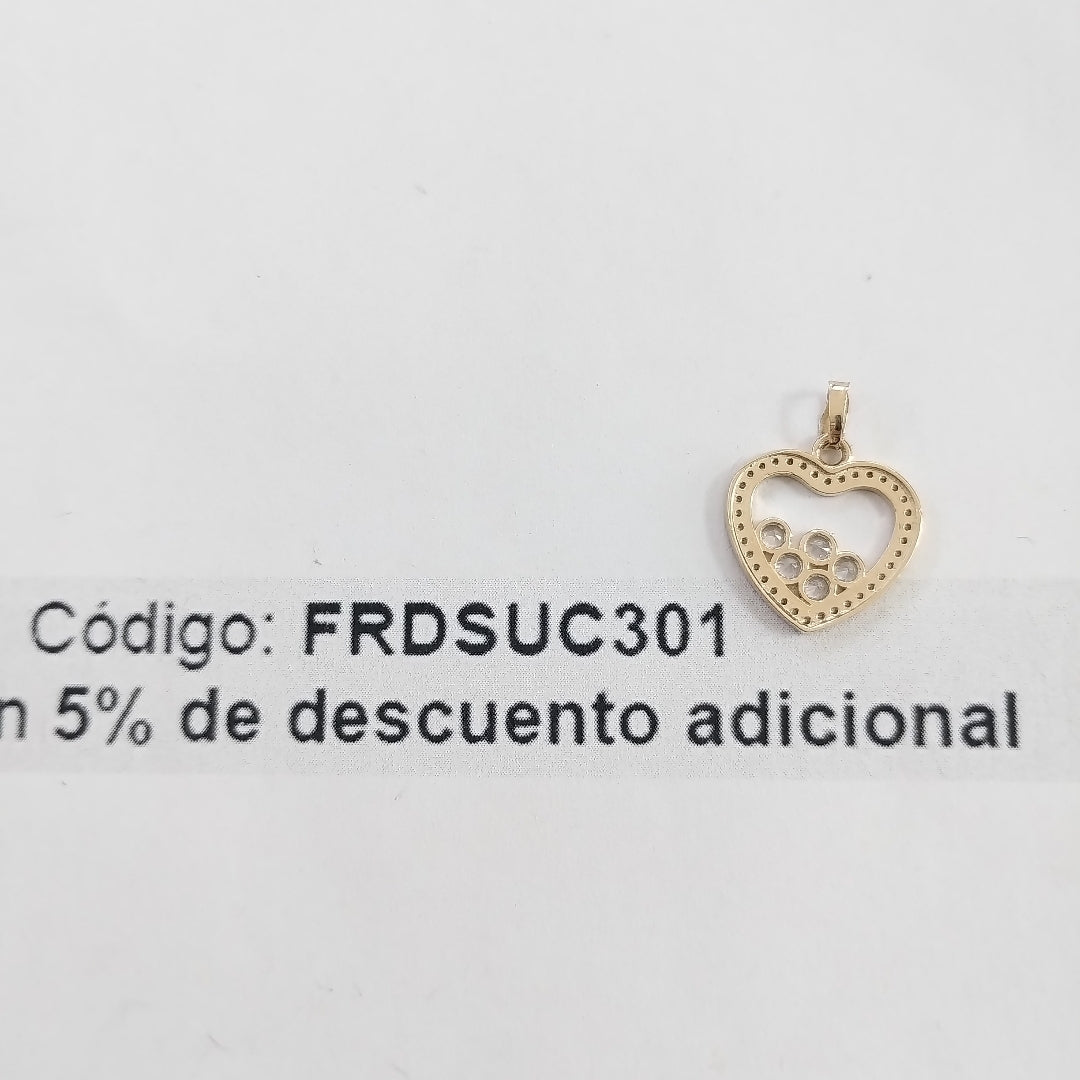 DIJE CORAZON CON CIRCONIAS 14K 1.6 GR (NUEVO)