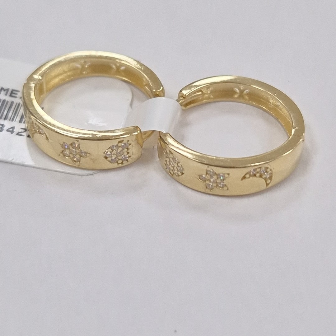 ARETES TEJIDO HUGGIES CON CIRCONIAS 14K 3 GR (NUEVO)