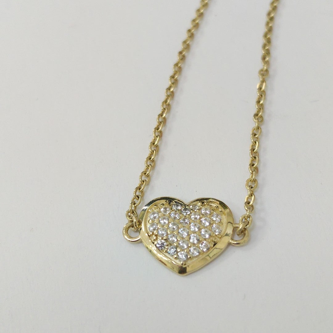PULSERA TEJIDO ESPECIAL C CORAZON CIRCONIAS 14K 18 CM 2.1 GR (NUEVO)