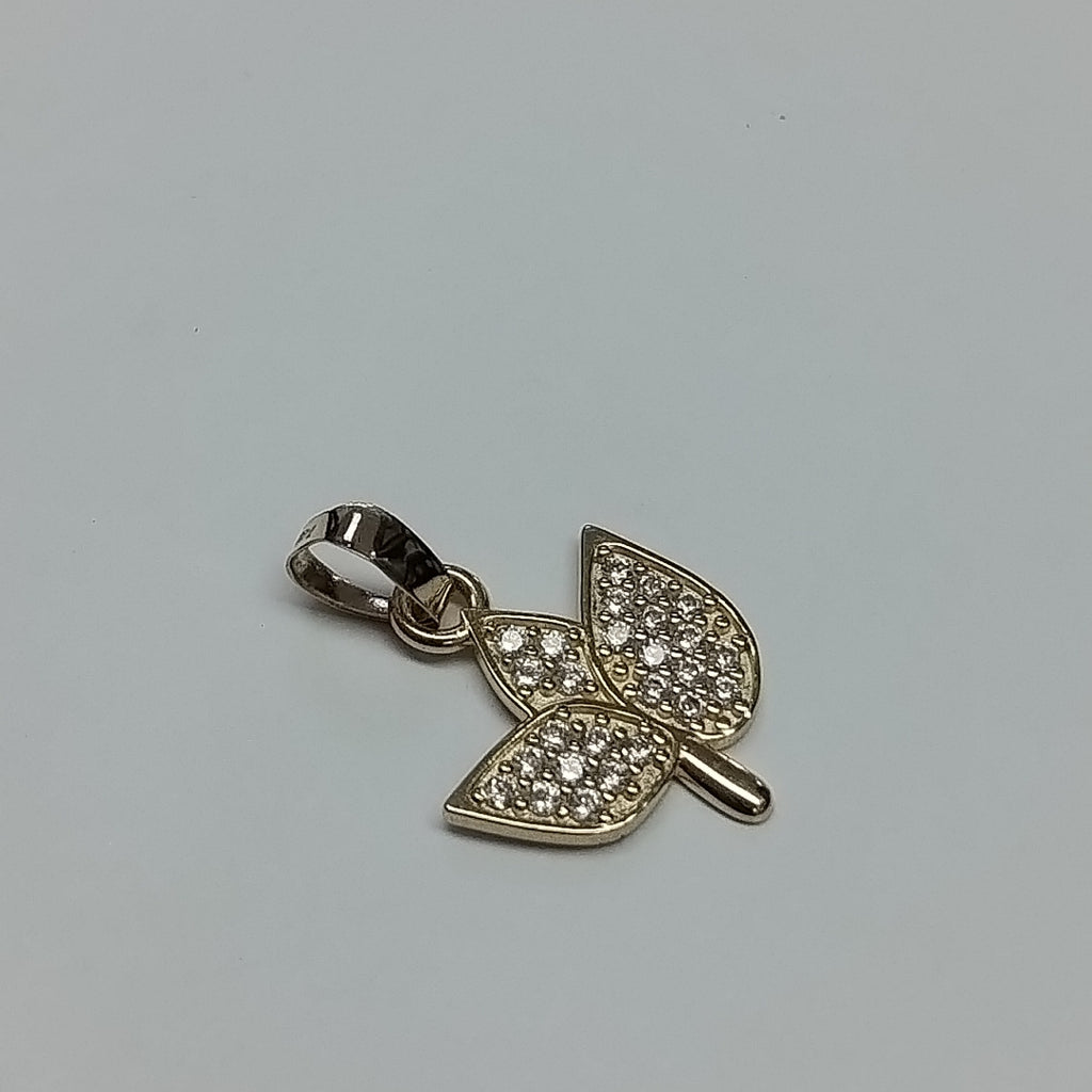 DIJE TEJIDO HOJAS CON CIRCONIAS 14K 1 GR (NUEVO)