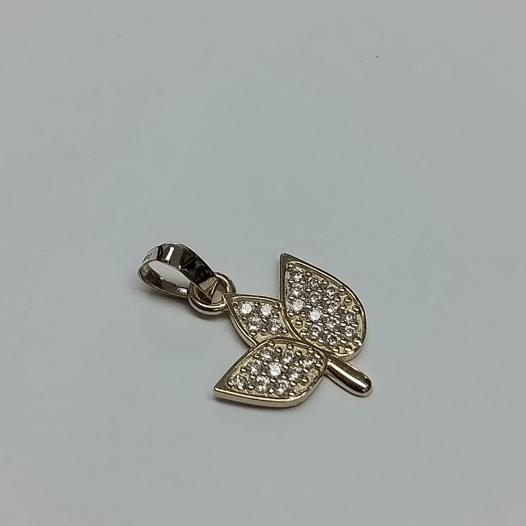 DIJE TEJIDO HOJAS CON CIRCONIAS 14K 1 GR (NUEVO)