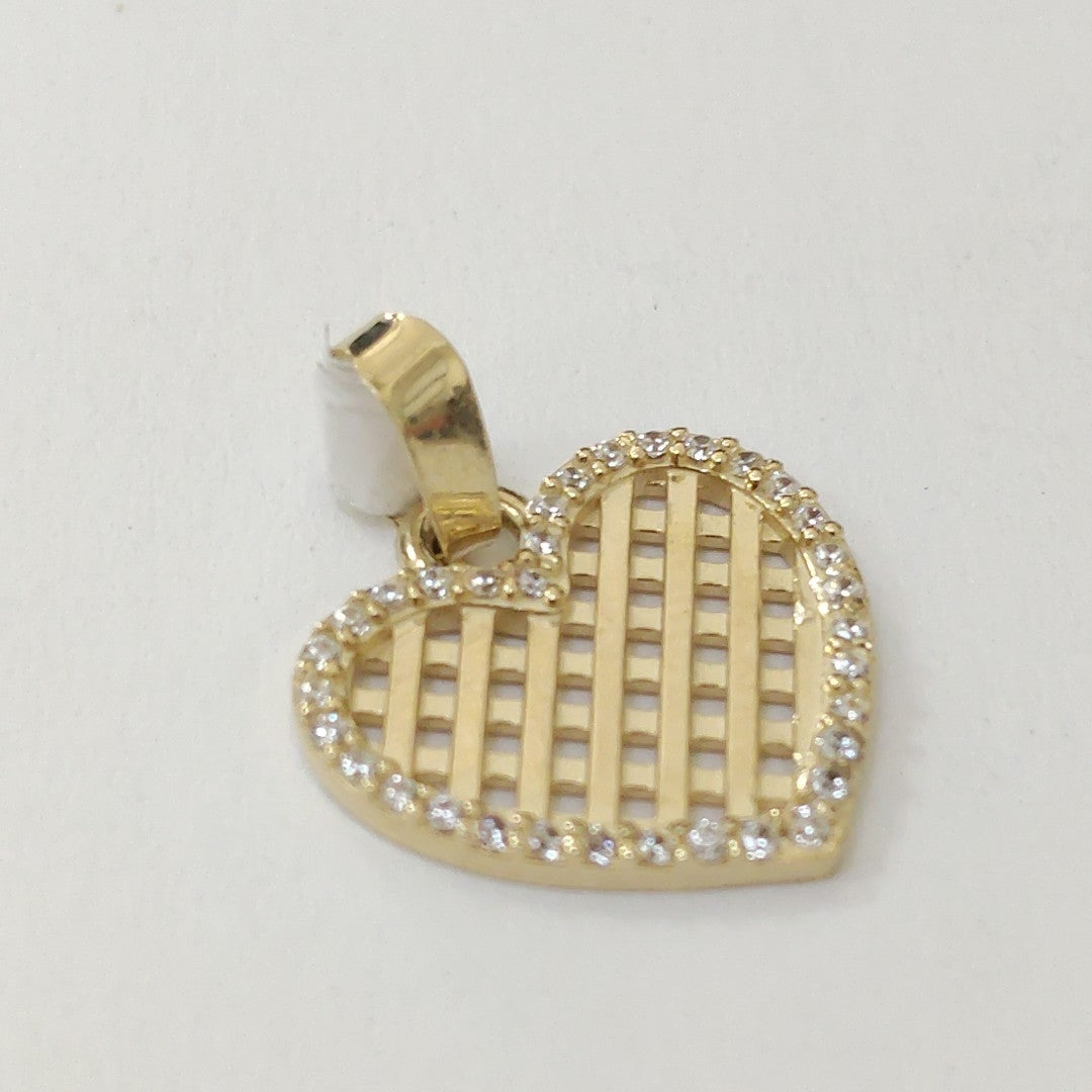 DIJE TEJIDO CORAZON CON CERCO DE CIRCONIAS 14K 1.1 GR (NUEVO)