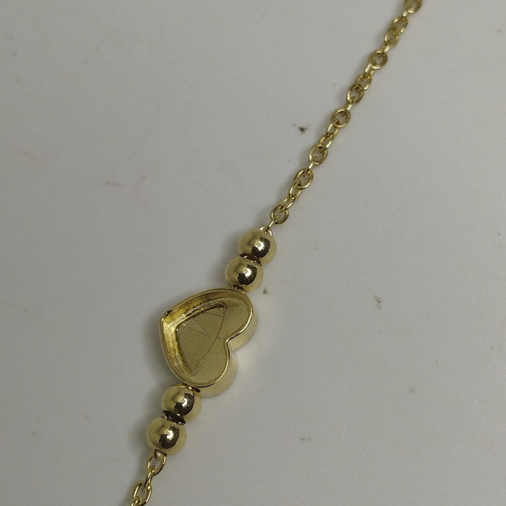 PULSERA TEJIDO ESPECIAL CON FIGURA CORAZON CON ESMALTE ROSA 14K 18 CM 2 GR (NUEVO)