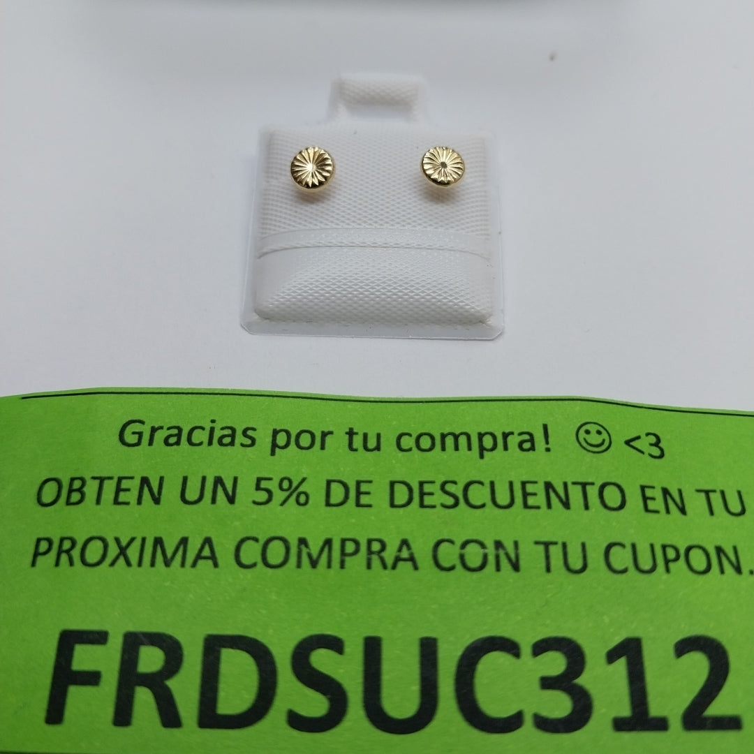 BROQUELES BROQUEL FIG BOTON RAYADO 14K 0.1577 GR (NUEVO)