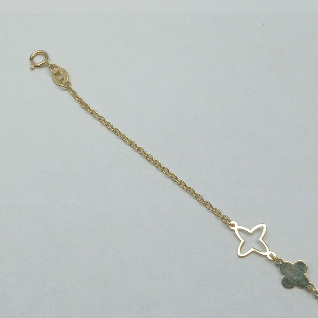 PULSERA TEJIDO ESP CON TREBOL 14K 18 CM 1.6 GR (NUEVO)