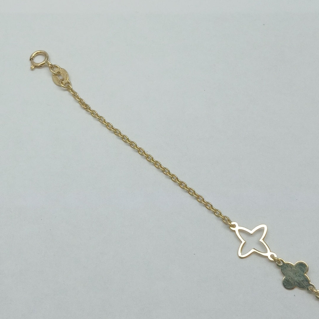 PULSERA TEJIDO ESP CON TREBOL 14K 18 CM 1.6 GR (NUEVO)
