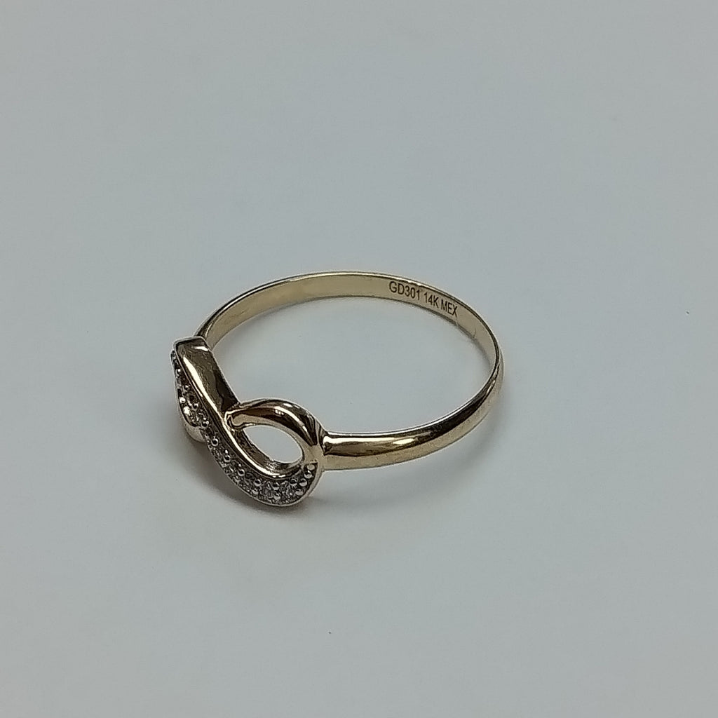 ANILLO ANILLITO FIG INFINITO C CIRCONIAS 14K 7 TALLA 1.4 GR (NUEVO)