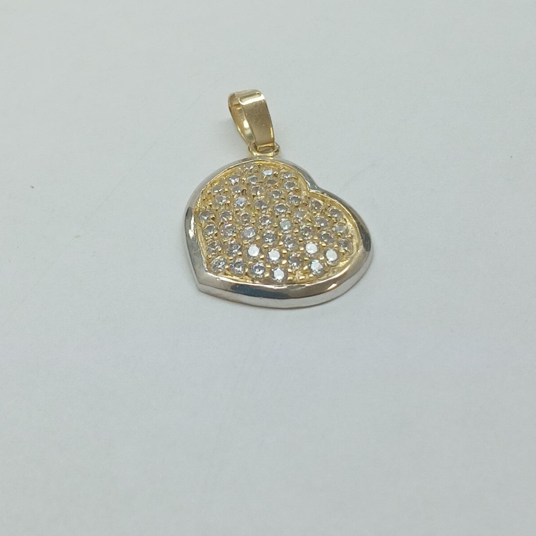 DIJE CORAZON CON CIRCONIAS 14K 1.7 GR (NUEVO)
