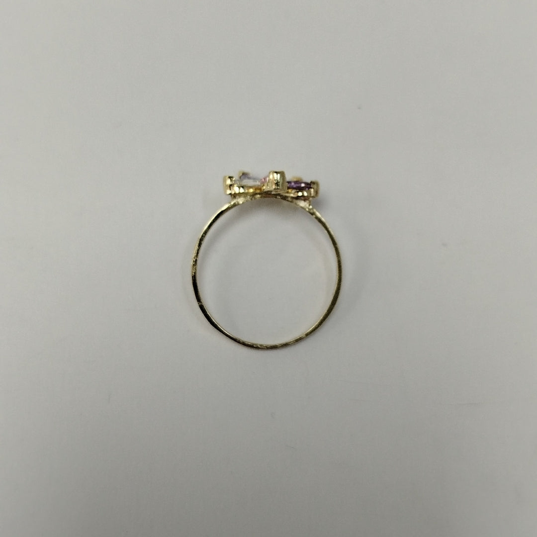 ANILLOS FLOR CON PIEDRAS DE COLOR 14K TALLA 7 1.4 GR (NUEVO)
