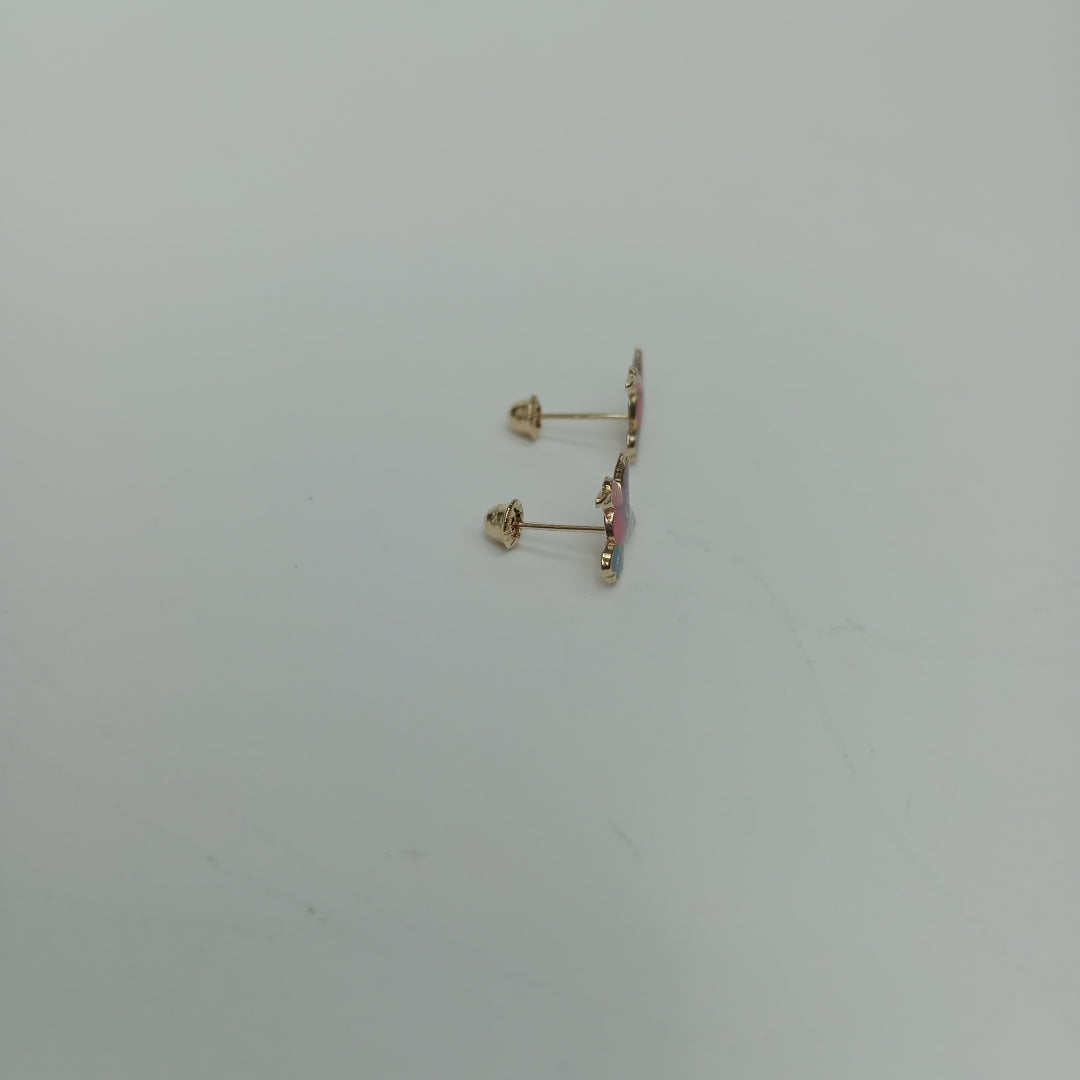 BROQUELES BROQUEL FIG COLIBRI ESMALTE ROSA 14K 0.2138 GR (NUEVO)