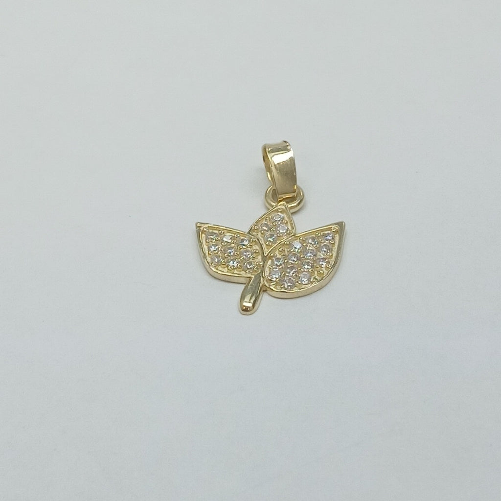 DIJE TEJIDO HOJAS CON CIRCONIAS 14K 0.9 GR (NUEVO)