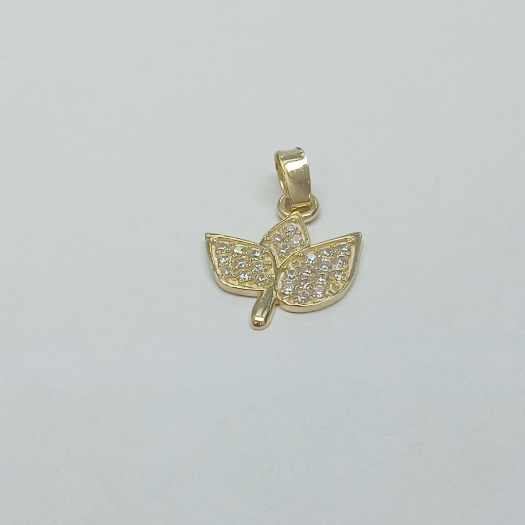 DIJE TEJIDO HOJAS CON CIRCONIAS 14K 0.9 GR (NUEVO)