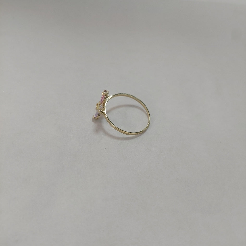 ANILLOS FLOR CON PIEDRAS DE COLOR 14K TALLA 7 1.4 GR (NUEVO)