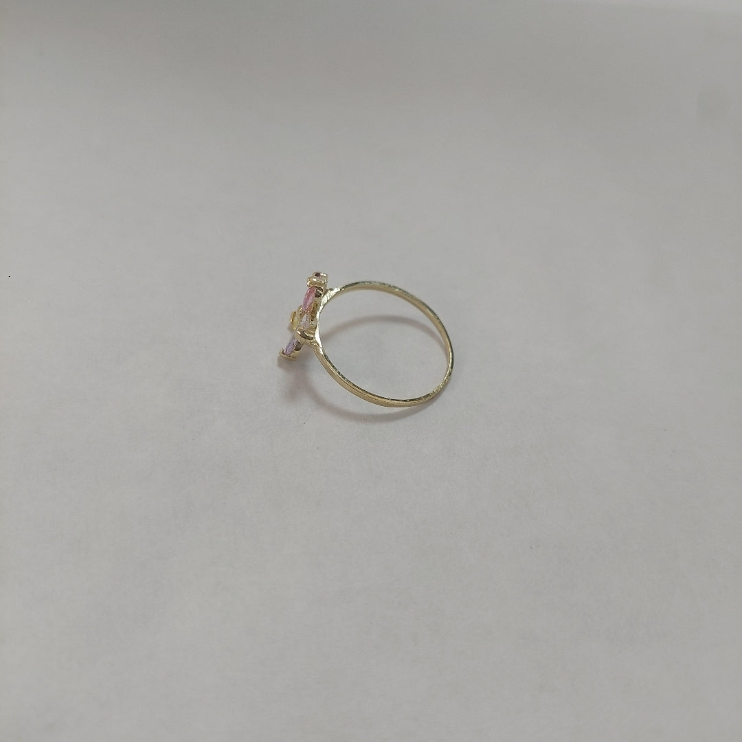 ANILLOS FLOR CON PIEDRAS DE COLOR 14K TALLA 7 1.4 GR (NUEVO)