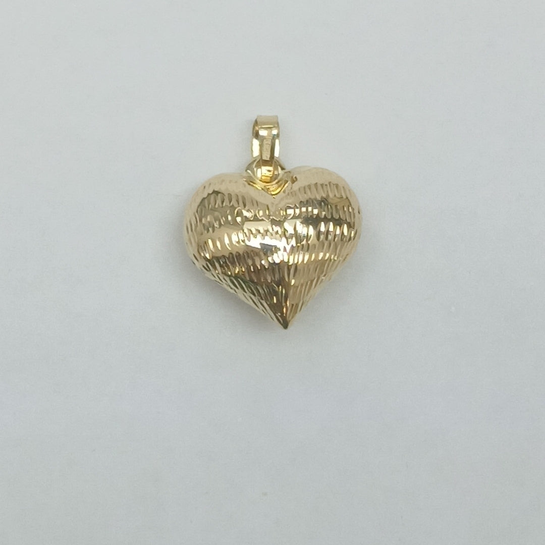 DIJE TEJIDO CORAZON LABRADO 14K 1.2 GR (NUEVO)