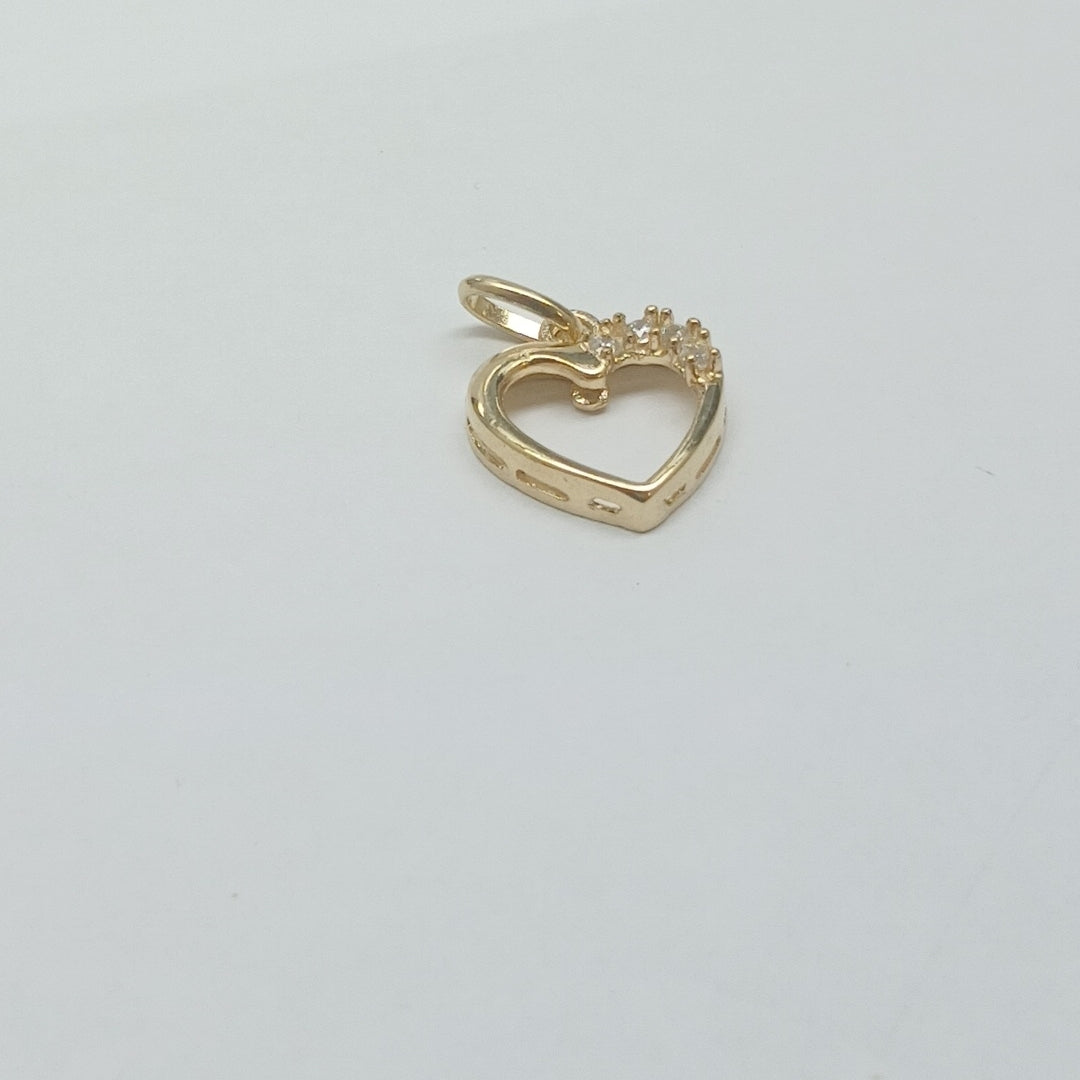 DIJE CORAZON CON CIRCONIAS 14K 1.3 GR (NUEVO)