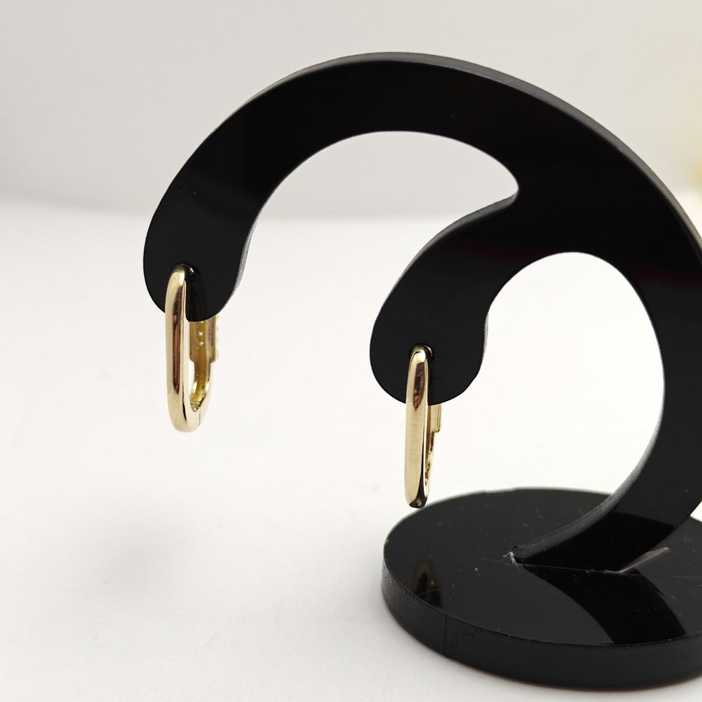 ARETES HUGGIES OVALADA C CIRCONIAS 14K 2.5 GR (NUEVO)