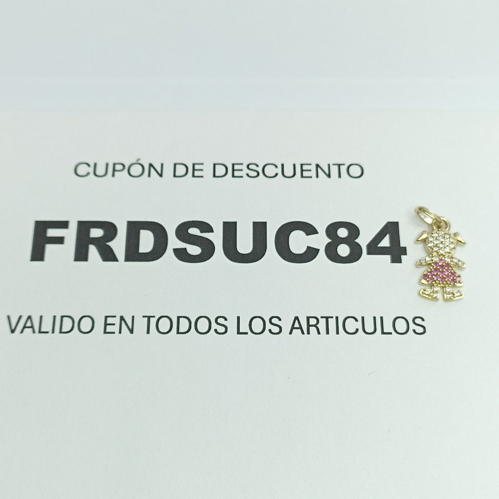 DIJE NIÑA CON CIRCONIAS Y PIEDRAS DE COLOR 10K 1.1 GR (NUEVO)