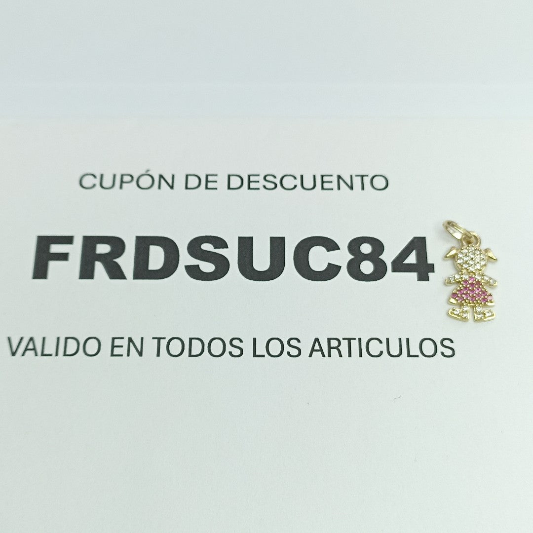 DIJE NIÑA CON CIRCONIAS Y PIEDRAS DE COLOR 10K 1.1 GR (NUEVO)