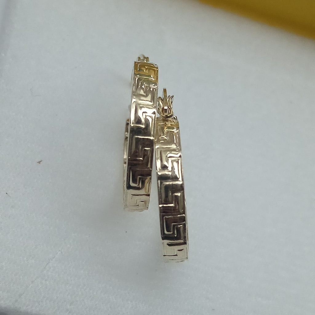 ARETES TEJIDO ARRACADAS TIPO GRECAS 14K 2 GR (NUEVO)