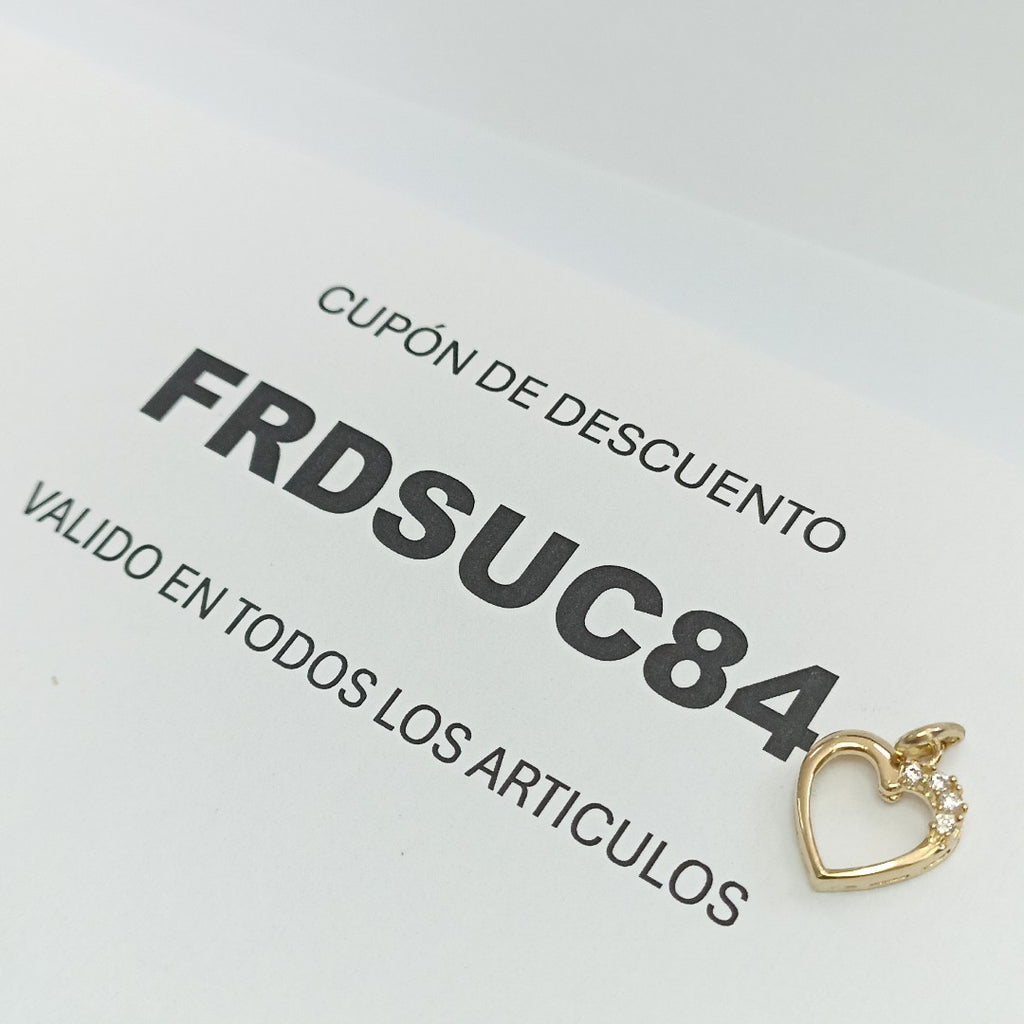DIJE CORAZON CON CIRCONIAS 14K 1.4 GR (NUEVO)