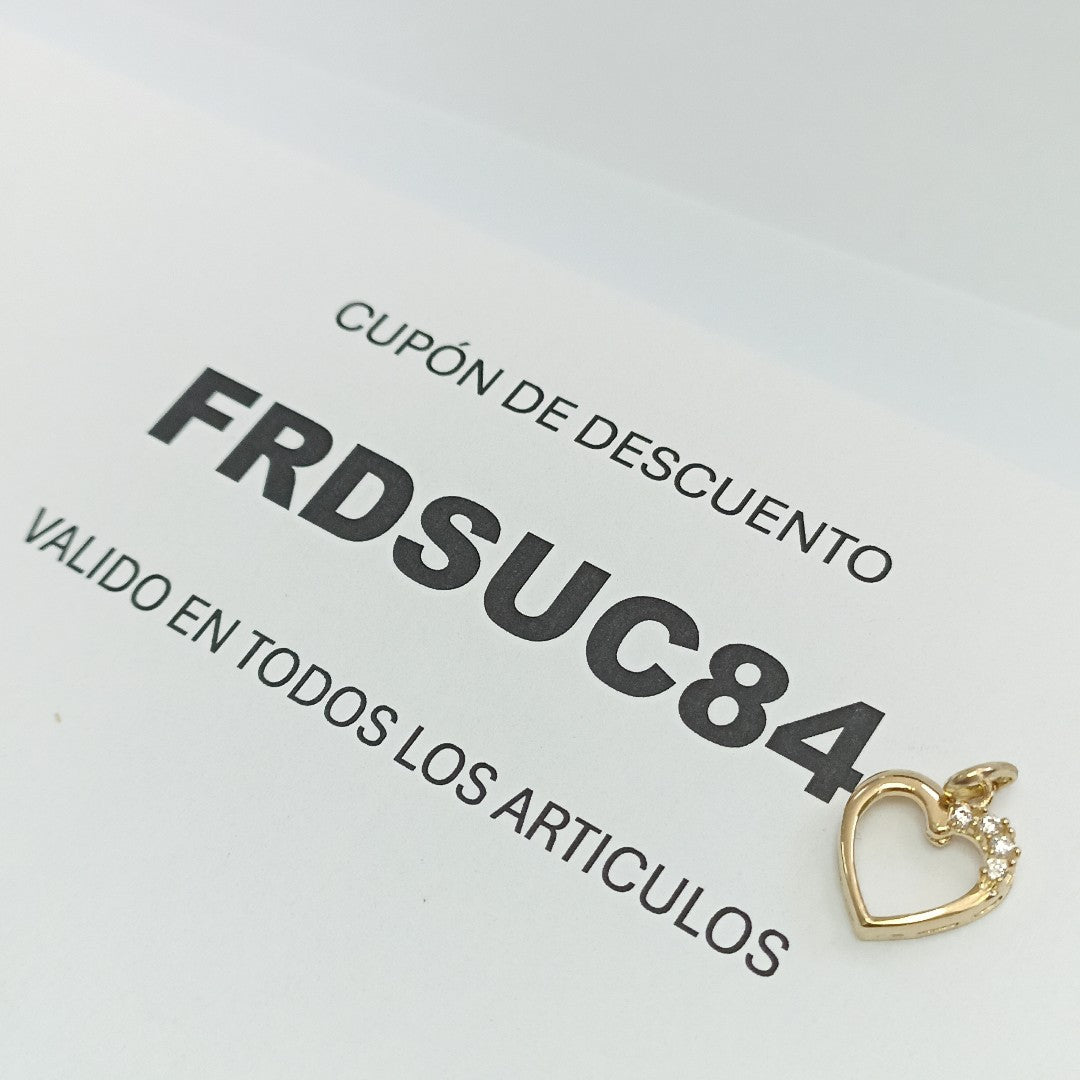 DIJE CORAZON CON CIRCONIAS 14K 1.4 GR (NUEVO)
