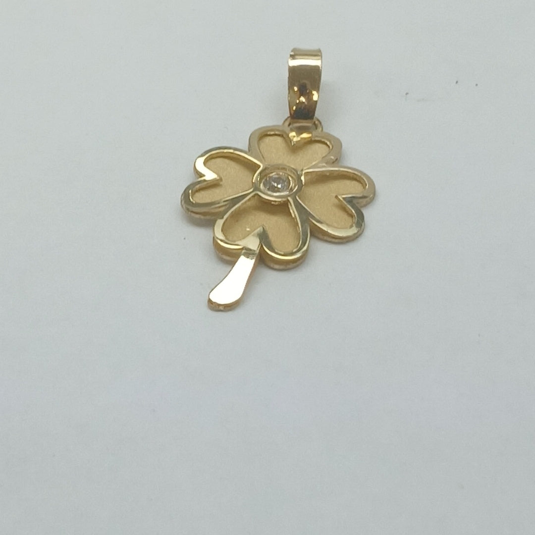 DIJE FIG TREBOL C CIRCONIA 14K 0.8 GR (NUEVO)