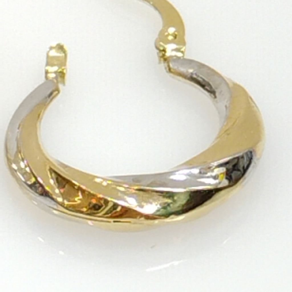 ARETES TEJIDO ARRACADA TRENZADA COMBINADA 14K 1.9 GR (NUEVO)