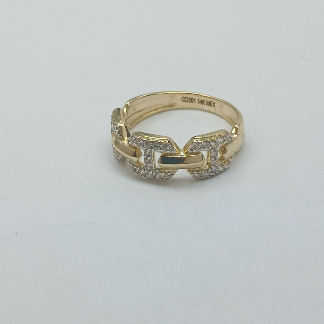 ANILLO ANILLITO C CIRCONIAS 14K 8 TALLA 2.8 GR (NUEVO)