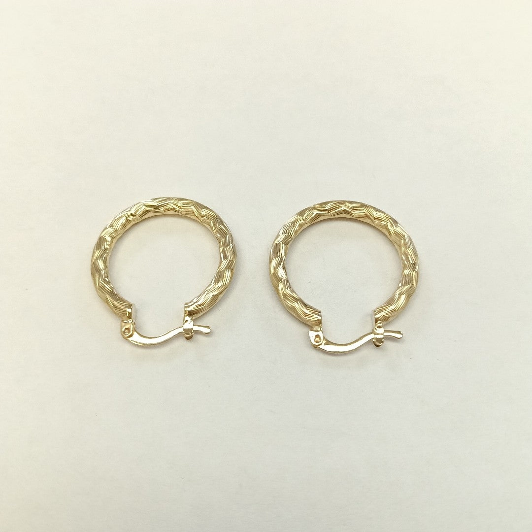ARETES TEJIDO ARRACADA LABRADA 14K 2.8 GR (NUEVO)