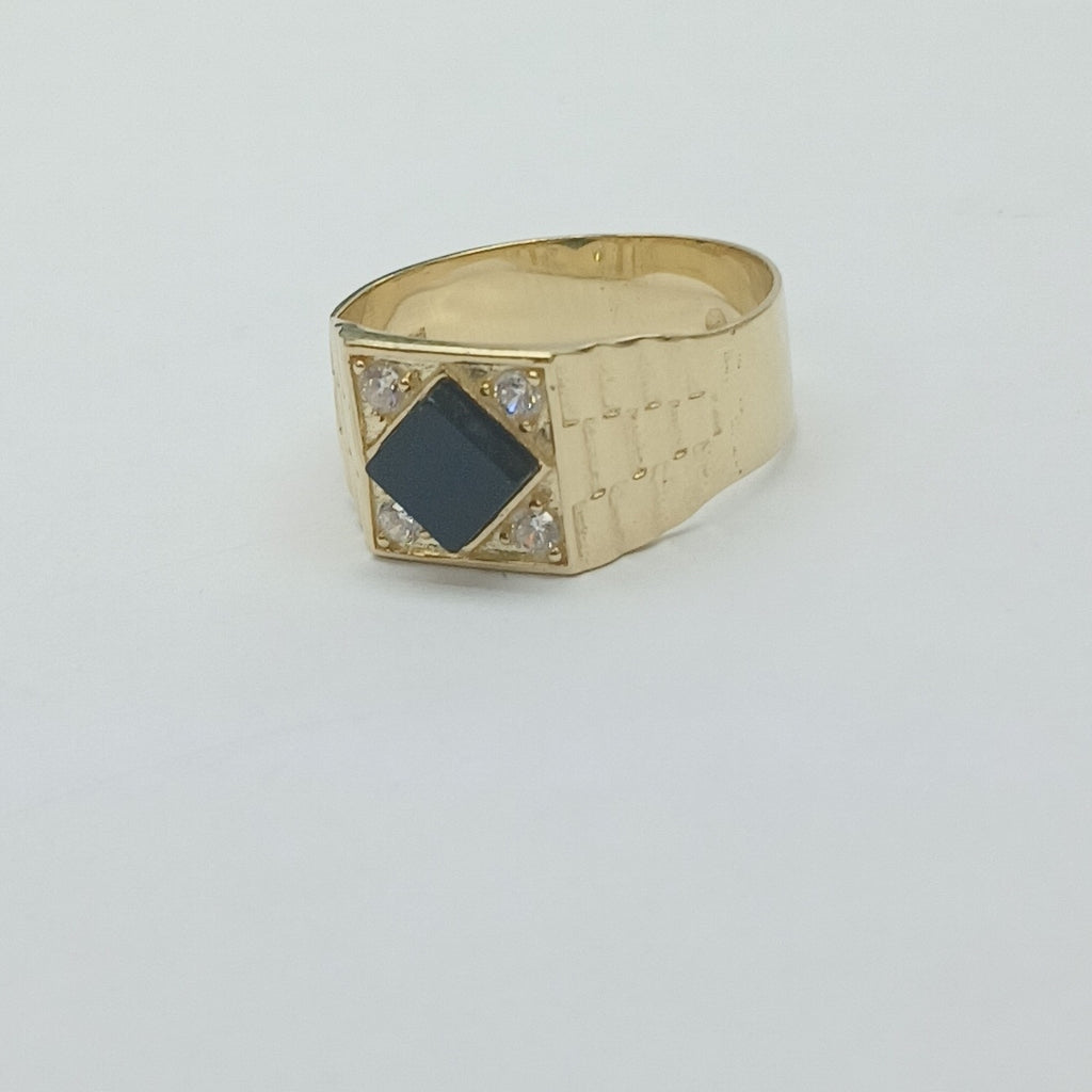 ANILLOS C ONIX Y CIRCONIAS 14K TALLA 10 4.4 GR (NUEVO)