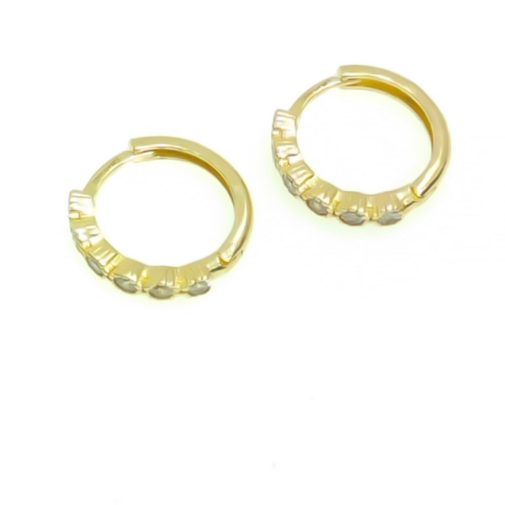 ARETES HUGGIES C CIRCONIAS 14K 2 GR (NUEVO)