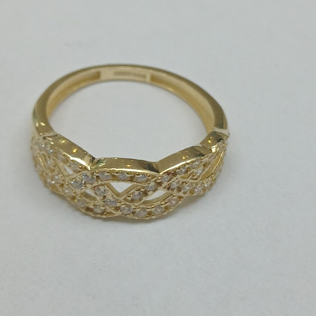 ANILLOS TRENZADO CON CIRCONIAS 14K TALLA 7 2.3 GR (NUEVO)