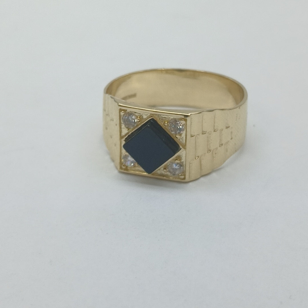 ANILLOS C ONIX Y CIRCONIAS 14K TALLA 10 4.2 GR (NUEVO)