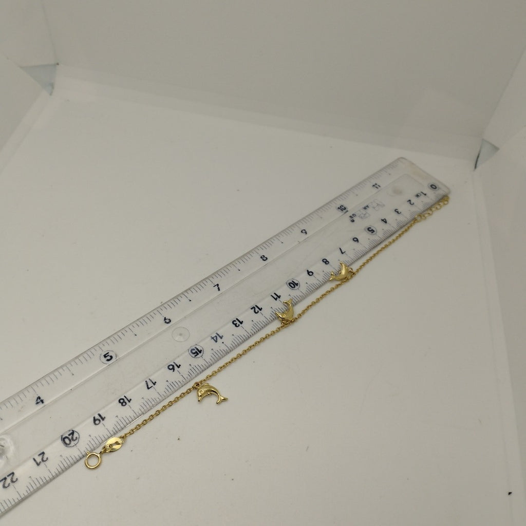 PULSERA ESPECIAL CON DIJES DELFINES 10K 18 CM 2 GR (NUEVO)
