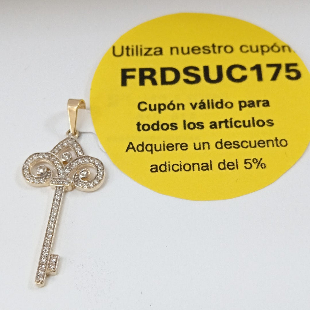 DIJE LLAVE C CIRCONIAS 14K 1.6 GR (NUEVO)